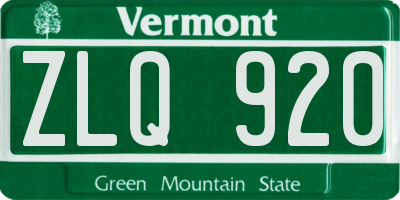 VT license plate ZLQ920