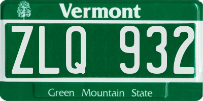 VT license plate ZLQ932