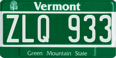 VT license plate ZLQ933