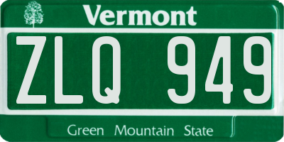 VT license plate ZLQ949