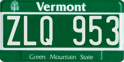 VT license plate ZLQ953