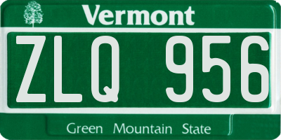 VT license plate ZLQ956