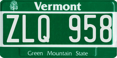 VT license plate ZLQ958
