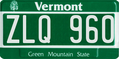 VT license plate ZLQ960