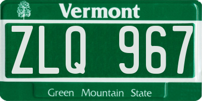VT license plate ZLQ967