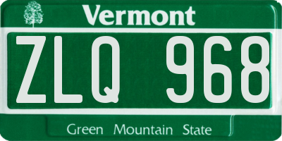 VT license plate ZLQ968