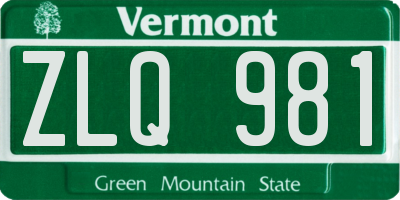 VT license plate ZLQ981