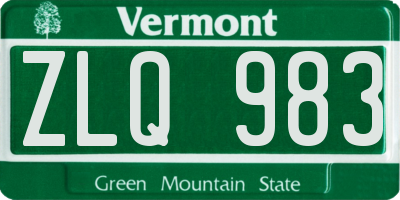 VT license plate ZLQ983