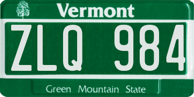 VT license plate ZLQ984