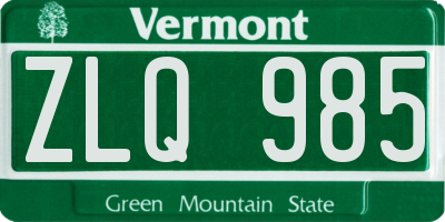VT license plate ZLQ985