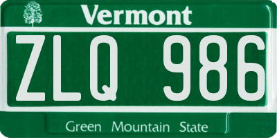 VT license plate ZLQ986