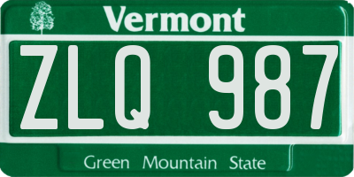 VT license plate ZLQ987