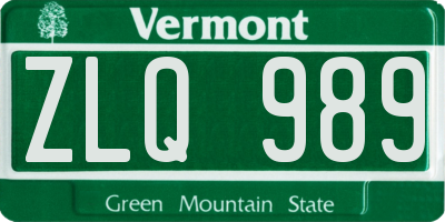 VT license plate ZLQ989