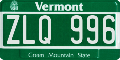 VT license plate ZLQ996