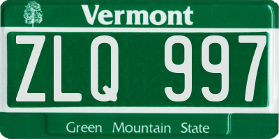 VT license plate ZLQ997