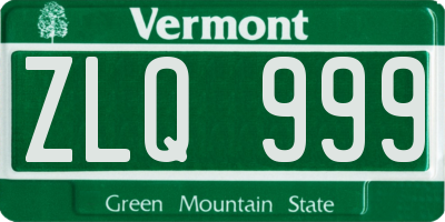 VT license plate ZLQ999