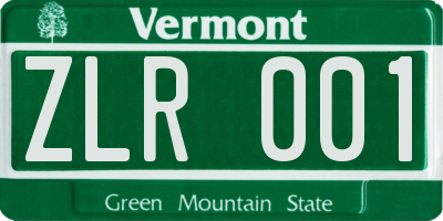 VT license plate ZLR001