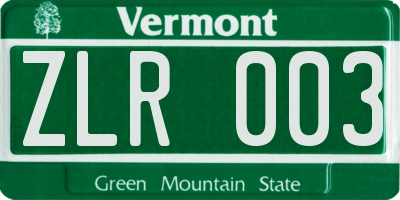 VT license plate ZLR003