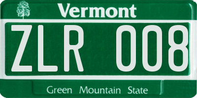 VT license plate ZLR008