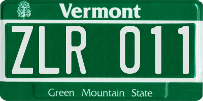 VT license plate ZLR011