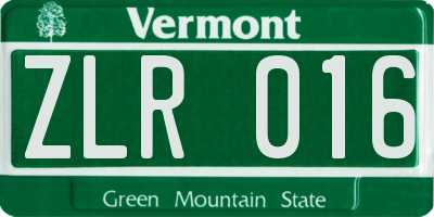 VT license plate ZLR016