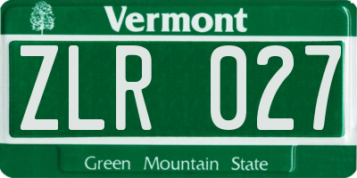 VT license plate ZLR027