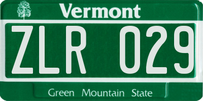 VT license plate ZLR029