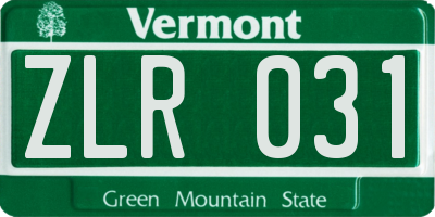 VT license plate ZLR031