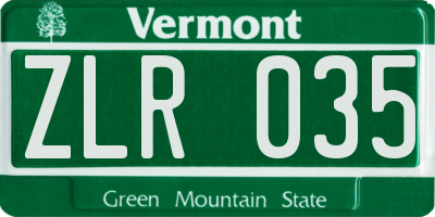 VT license plate ZLR035