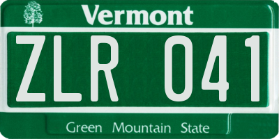 VT license plate ZLR041
