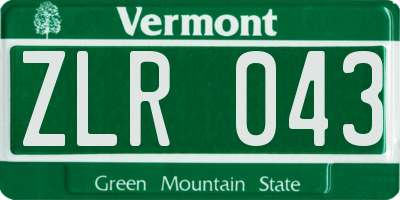 VT license plate ZLR043