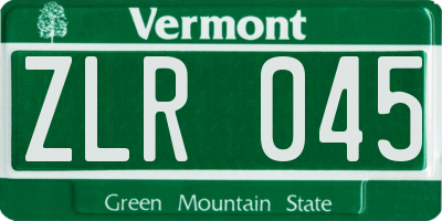 VT license plate ZLR045