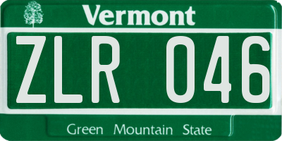 VT license plate ZLR046
