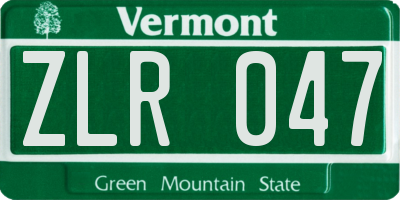 VT license plate ZLR047