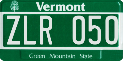 VT license plate ZLR050