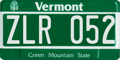 VT license plate ZLR052