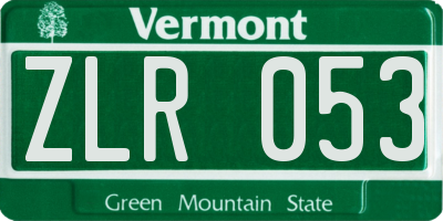 VT license plate ZLR053