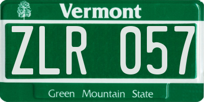 VT license plate ZLR057