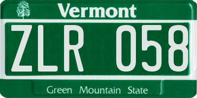 VT license plate ZLR058