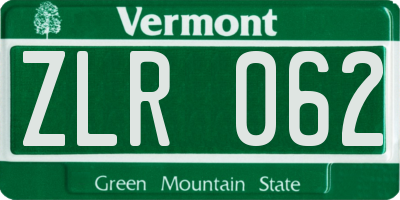 VT license plate ZLR062