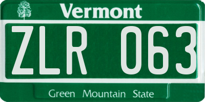 VT license plate ZLR063