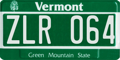 VT license plate ZLR064