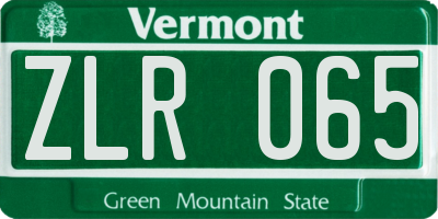 VT license plate ZLR065
