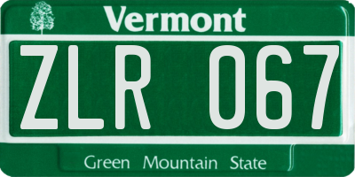 VT license plate ZLR067