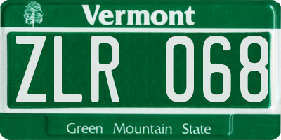 VT license plate ZLR068