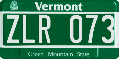 VT license plate ZLR073