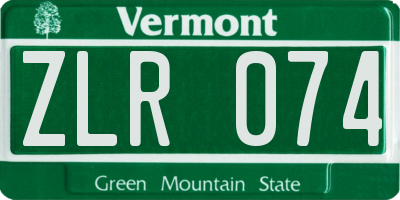 VT license plate ZLR074