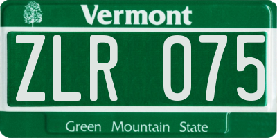 VT license plate ZLR075