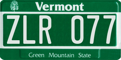 VT license plate ZLR077