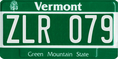 VT license plate ZLR079